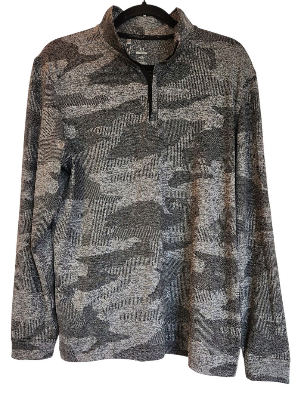 NWT Under Armour Golf Playoff 3.0 Bandit Black/Gray Size M UPF 30 1/4 Zip Loose